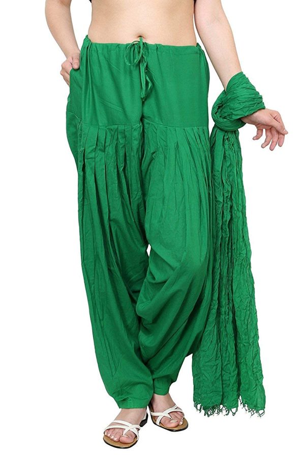 Women’s Green Semi Patiala Salwar With Matching Dupatta
