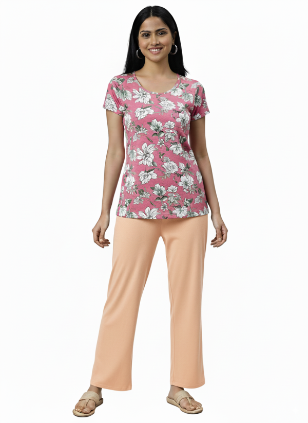 Rayon Flared Peach Palazzo Loose Fit Trousers for Women
