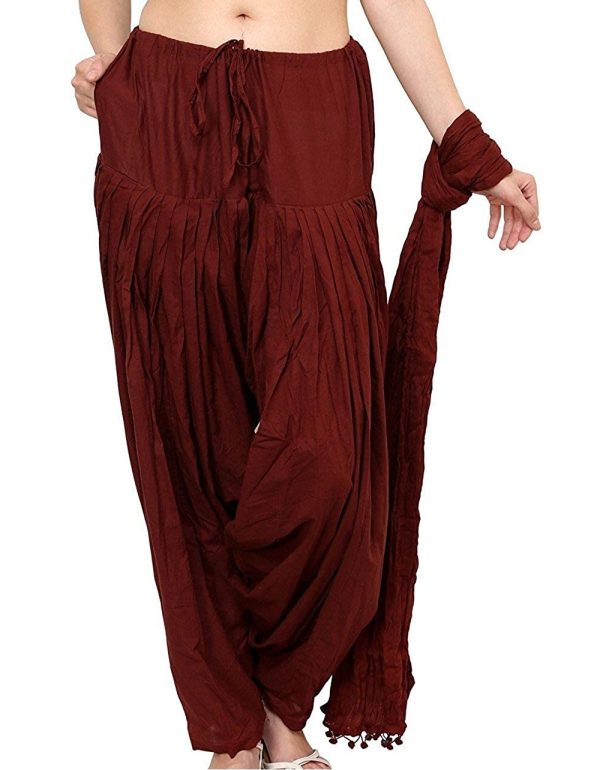 Women’s Maroon Semi Patiala Salwar With Matching Dupatta