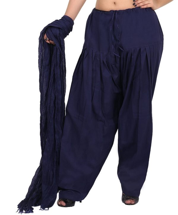 Women’s Navy Blue Semi Patiala Salwar With Matching Dupatta