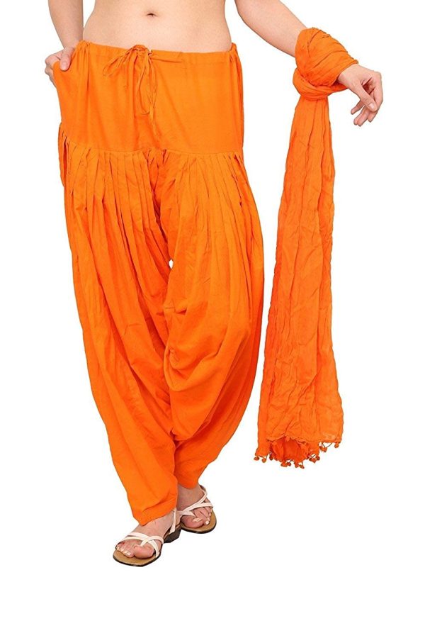 Women’s Orange Semi Patiala Salwar With Matching Dupatta