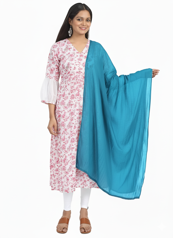 Chiffon Solid Sky Blue Dupatta For Women