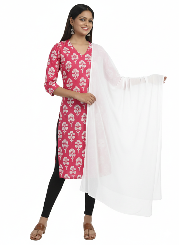 Chiffon Solid White Dupatta For Women